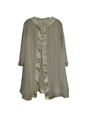 Vintage Gossard Artemis Lime Green Nylon Knee Length Sheer Nightgown Robe Set S